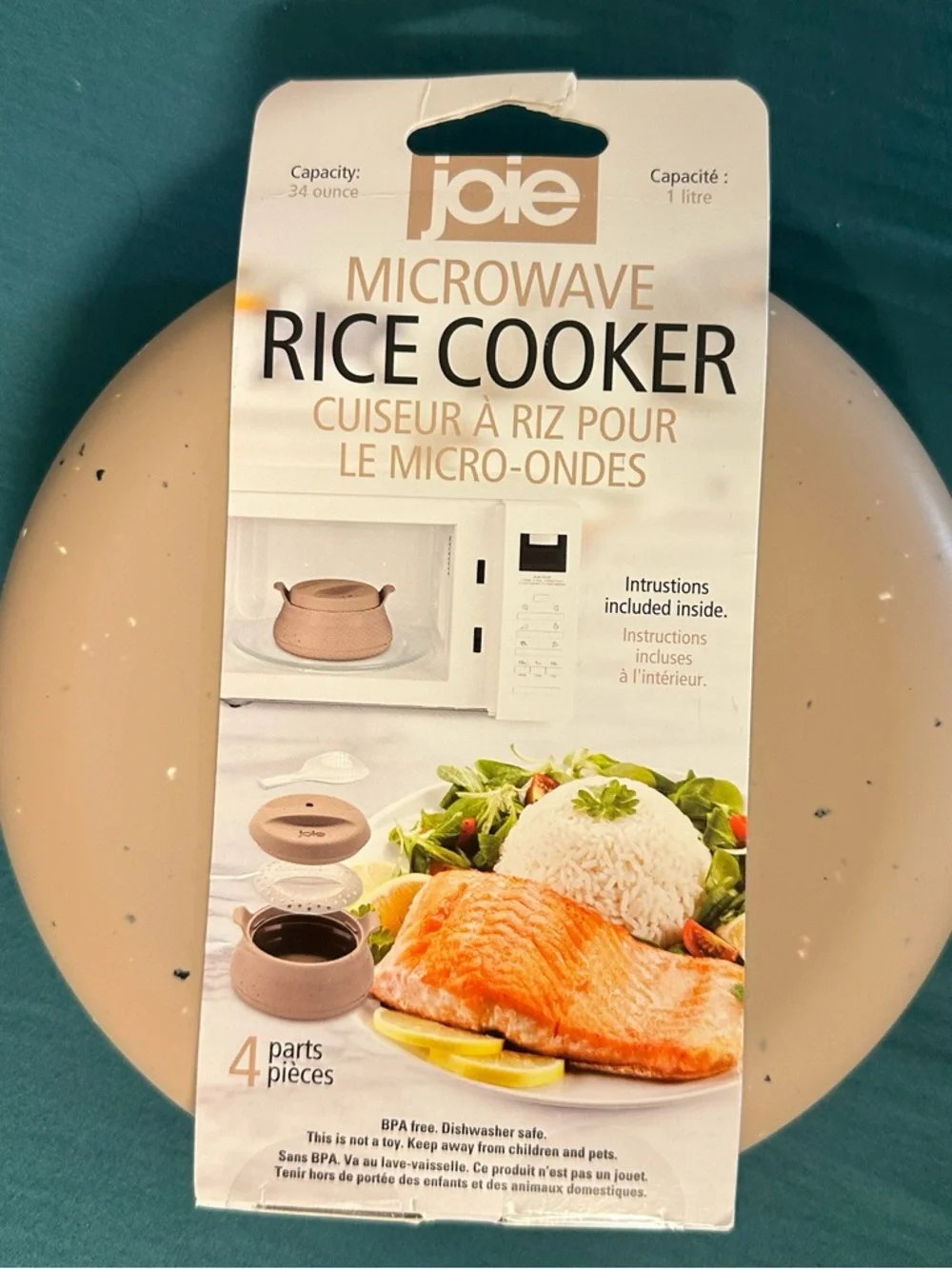 Microwave Rice Cooker in Beige — Non-Stick Microwave Rice Cooker with Lid
